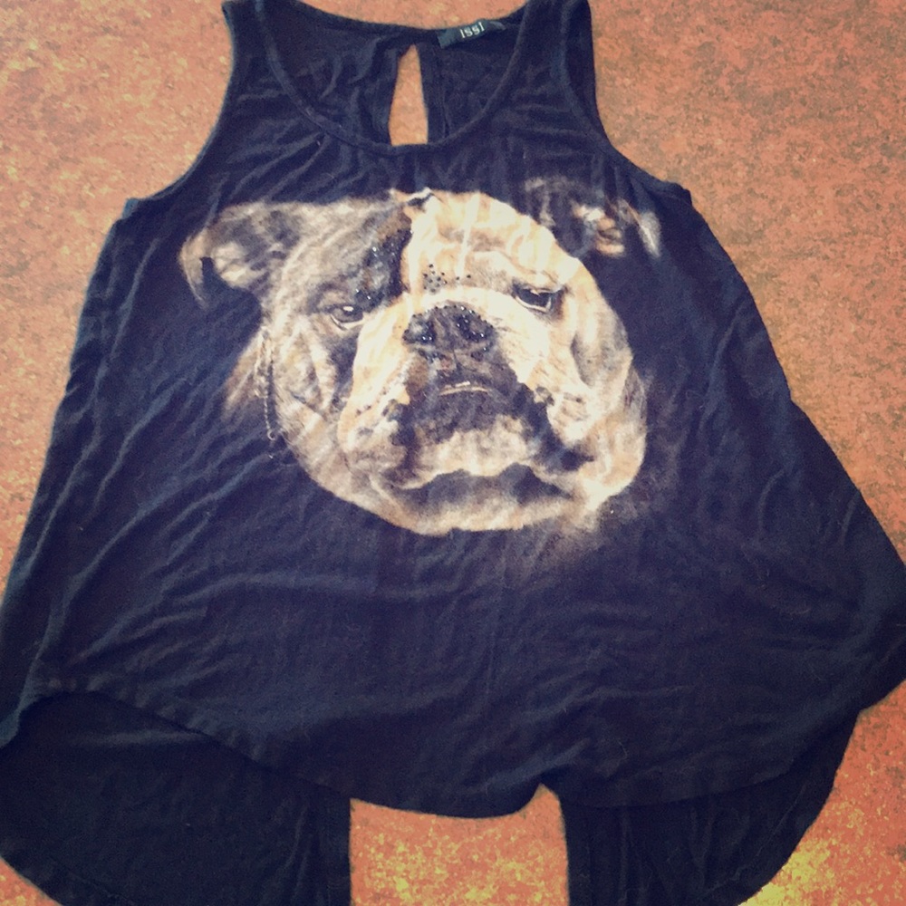 Women’s black bulldog open back tank top
